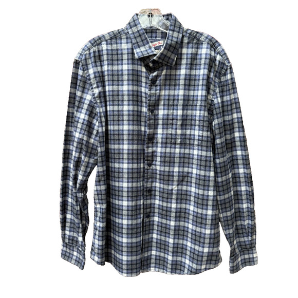 Johnnie O Hangin' Out Shirt Men's Large Grey Plaid Long Sleeve Flannel - Picture 1 of 8